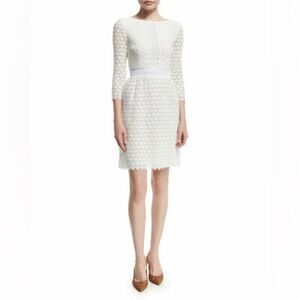 Diane Von Furstenberg Nolly White Lace Long Sleeve Dress